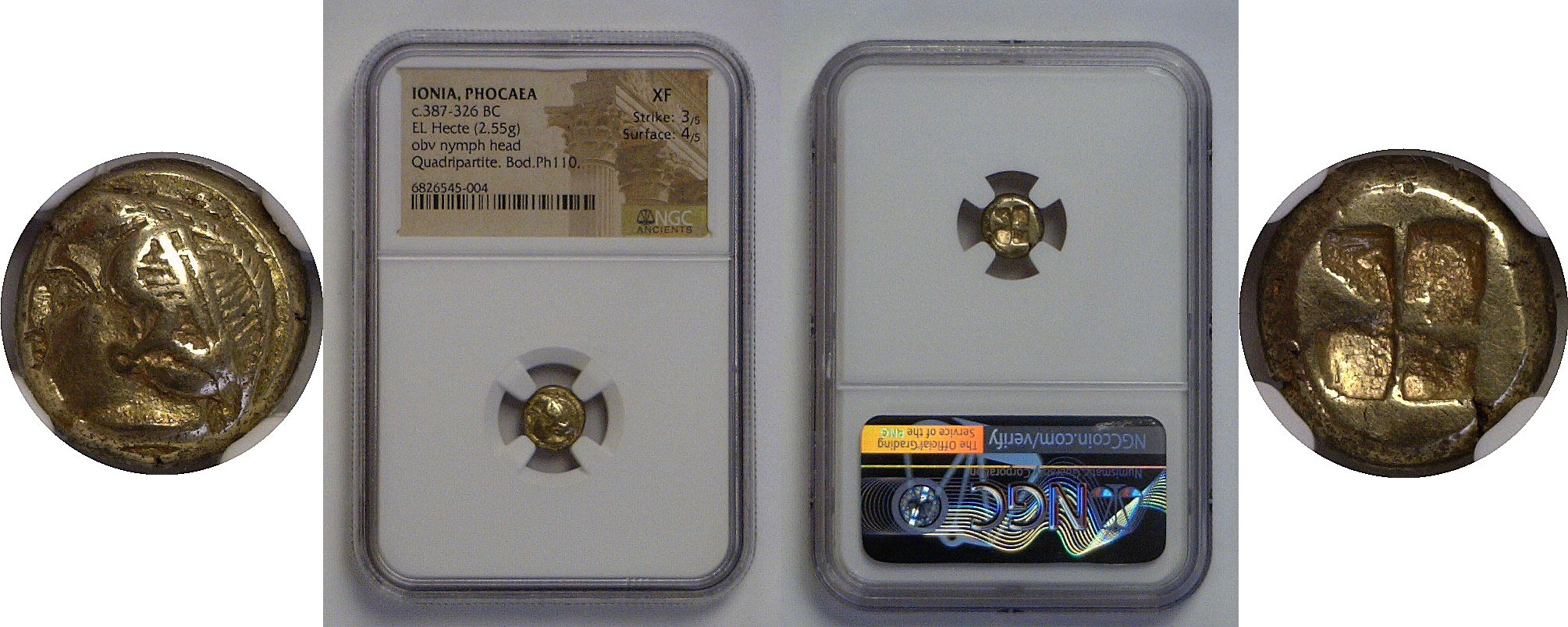 387-326 BC  GREEK Ionia, Phocaea EL Hecte NGC Head Of Lo