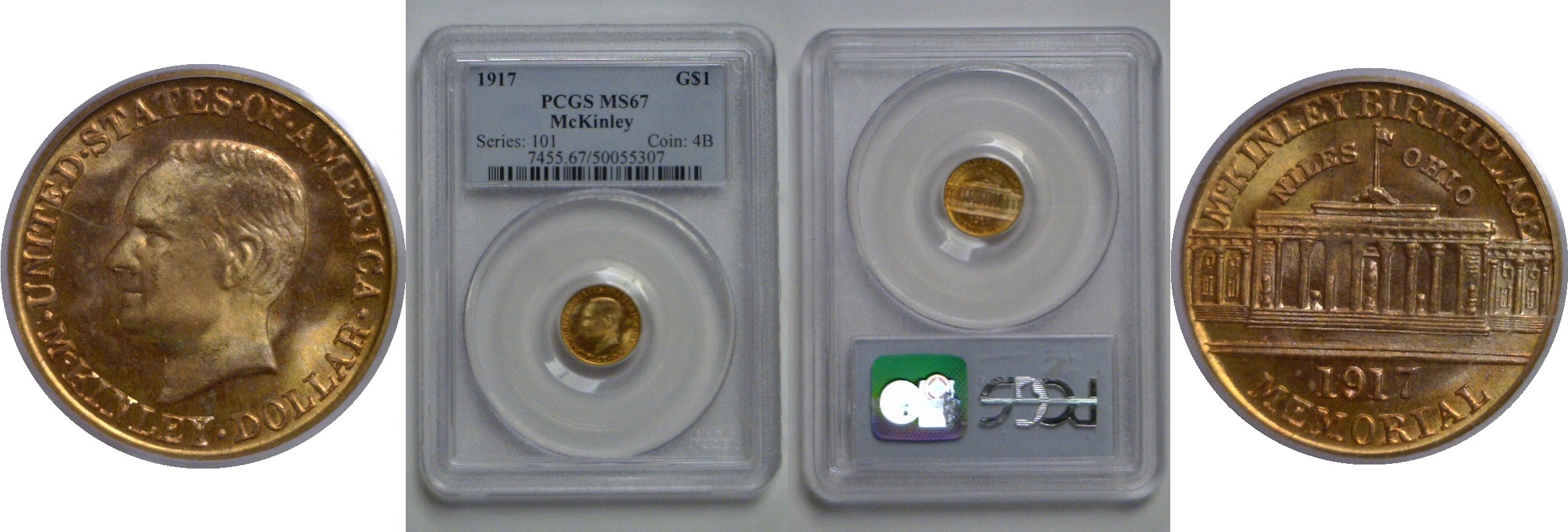 1917 $1 McKinley Gold Commemorative   PCGS MS-67