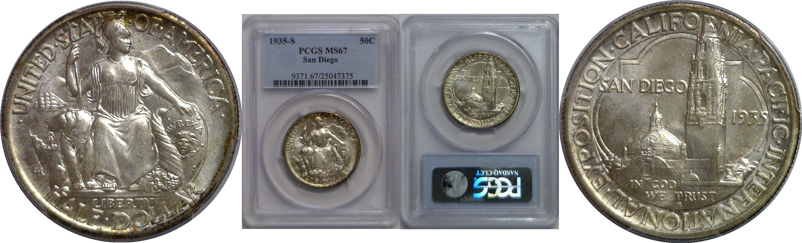 1935-S San Diego Commemorative Half Dollar    PCGS MS-67