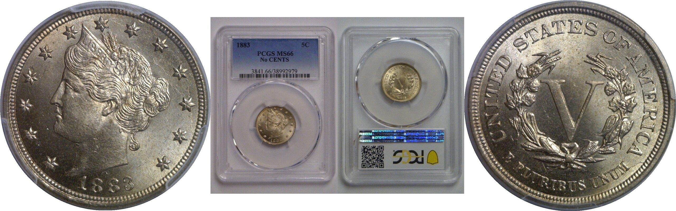 1883 No CENTS   Liberty Nickel   PCGS MS-66