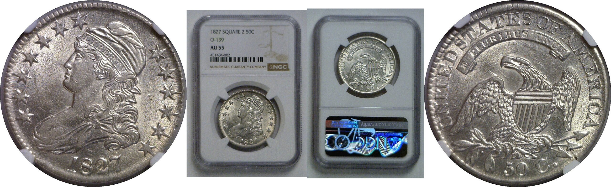 1827 Bust Half Dollar   NGC AU-55