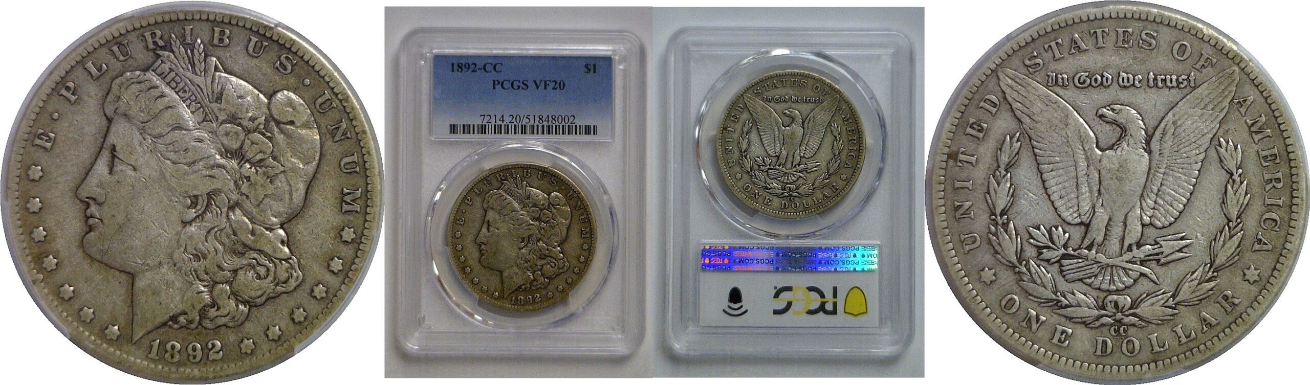 1892-CC Morgan Dollar    PCGS VF-20