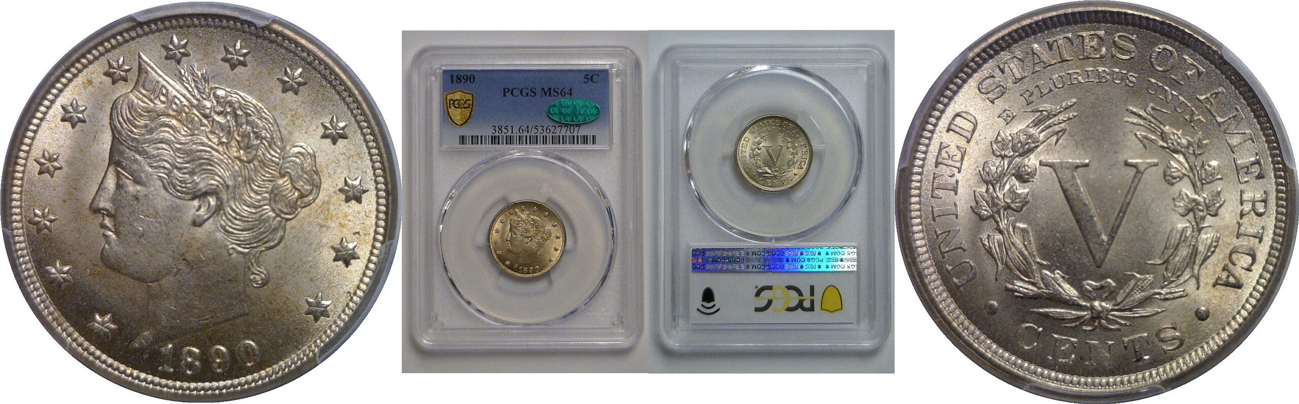1890 Liberty Nickel   PCGS MS-64  CAC