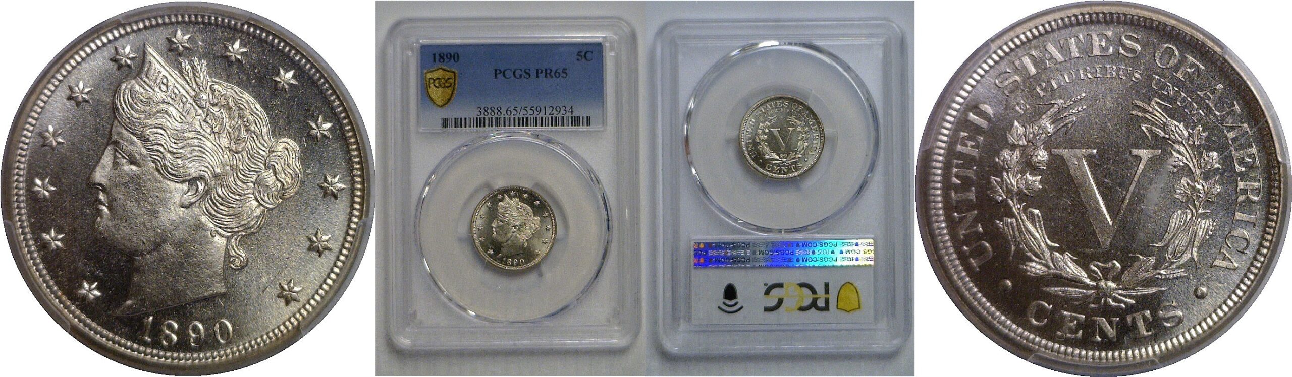 1890 Liberty Nickel   PCGS PR-65