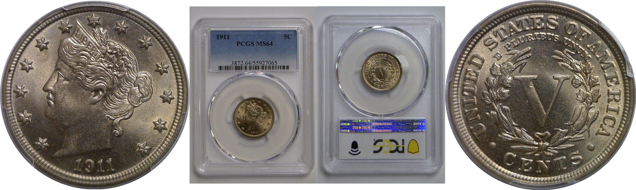 1911 Liberty Nickel   PCGS MS-64