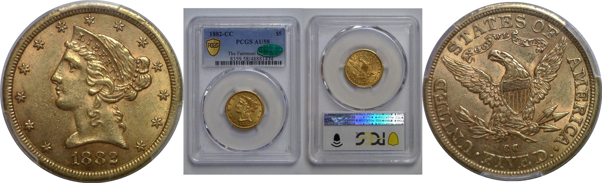 1882-CC $5 Liberty   PCGS AU-58  CAC