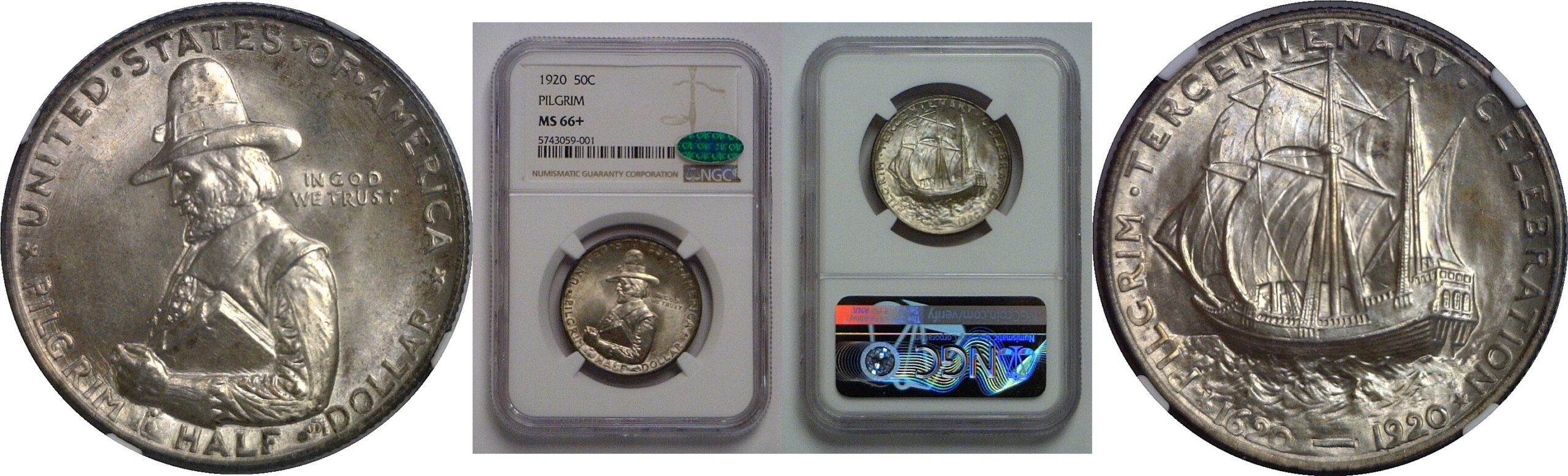 1920 Pilgrim Commemorative Half Dollar   NGC MS-66+   CAC