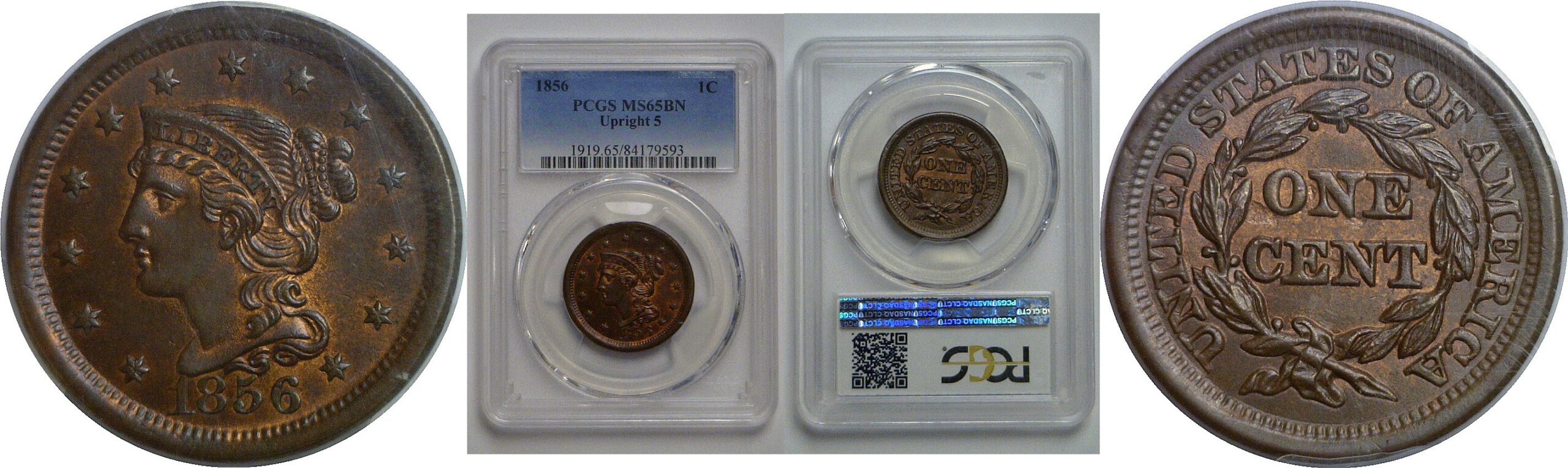 1856 Large Cent   PCGS MS-65 BN