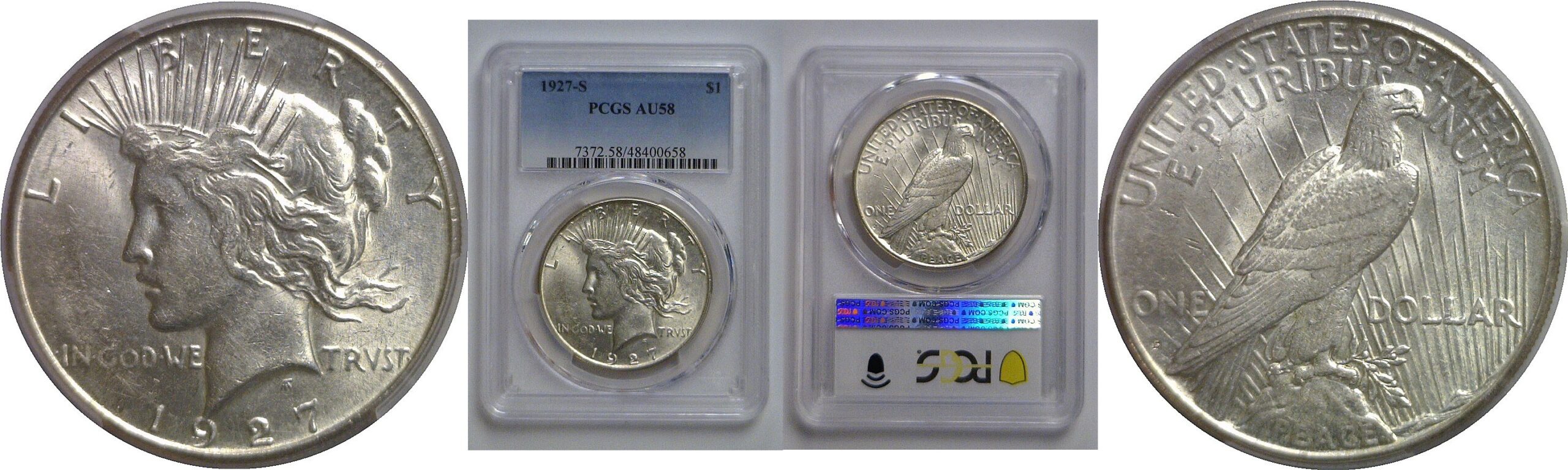 1927-S Peace Dollar   PCGS AU-58