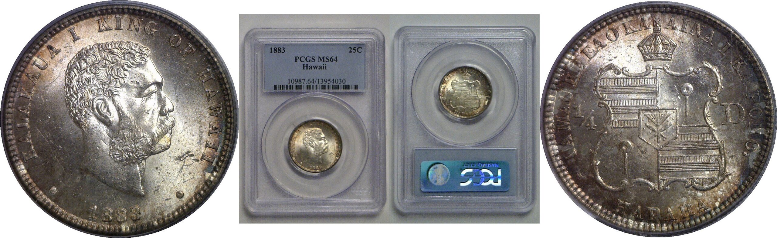 1883 Hawaii Quarter     PCGS MS-64