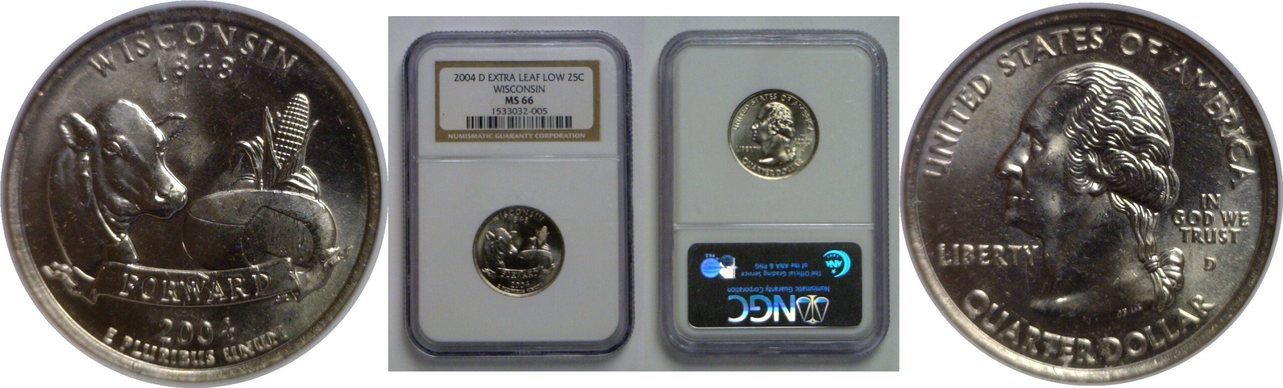 2004-D  Wisconsin State Quarter   NGC MS-66