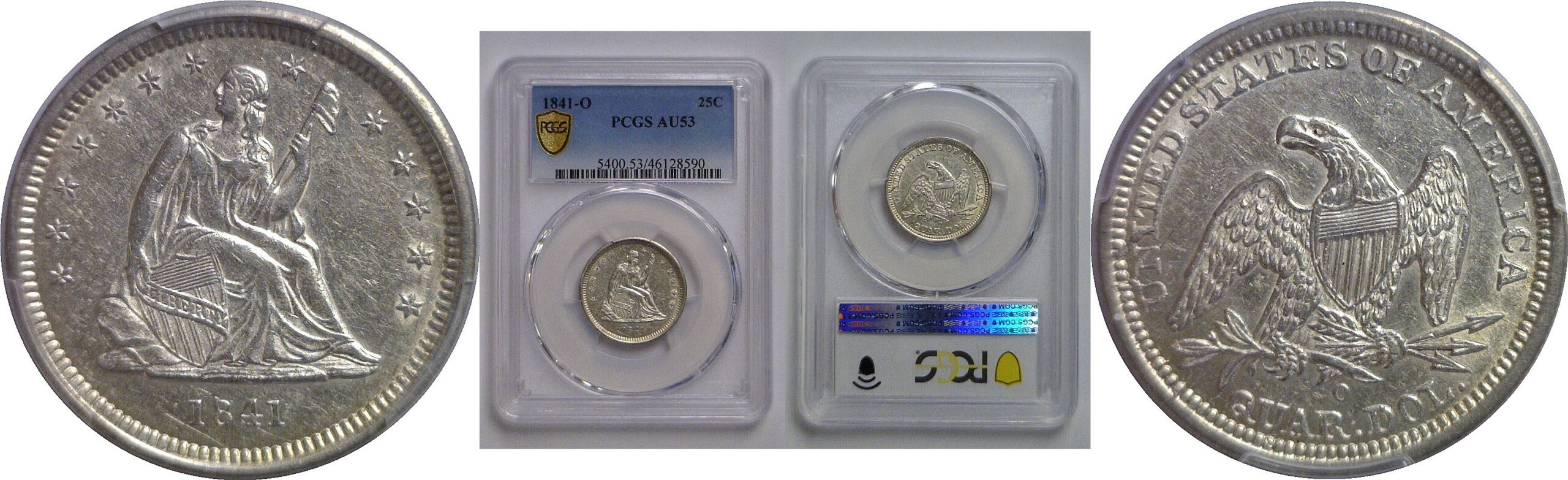 1841-O Seated Liberty Quarter  PCGS AU-53