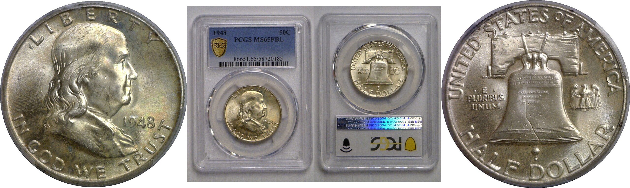 1948 Franklin Half Dollar   PCGS MS-65 FBL