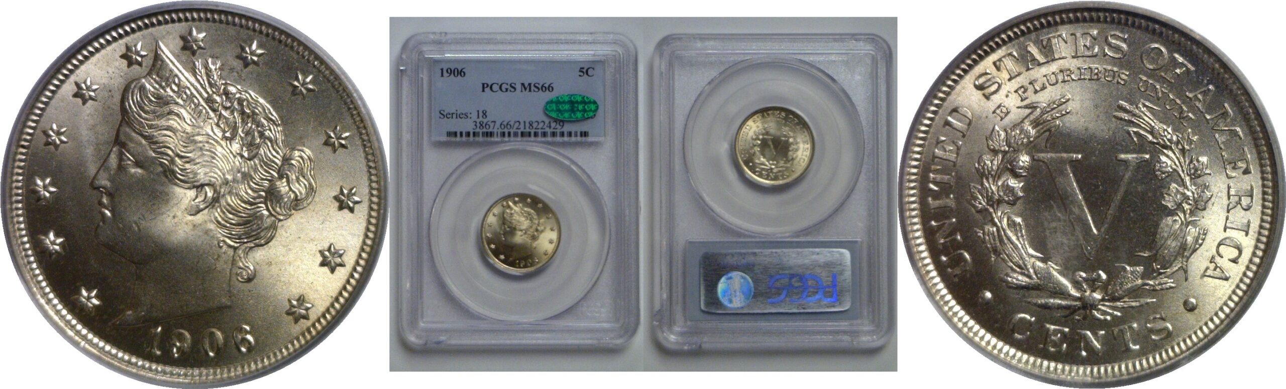 1906 Liberty Nickel   PCGS MS-66  CAC
