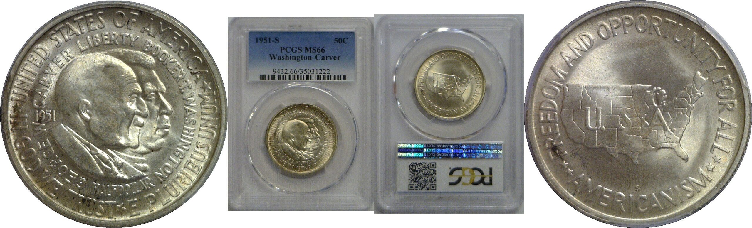 1951-S Washington-Carver Commemorative Half Dollar PCGS MS-66