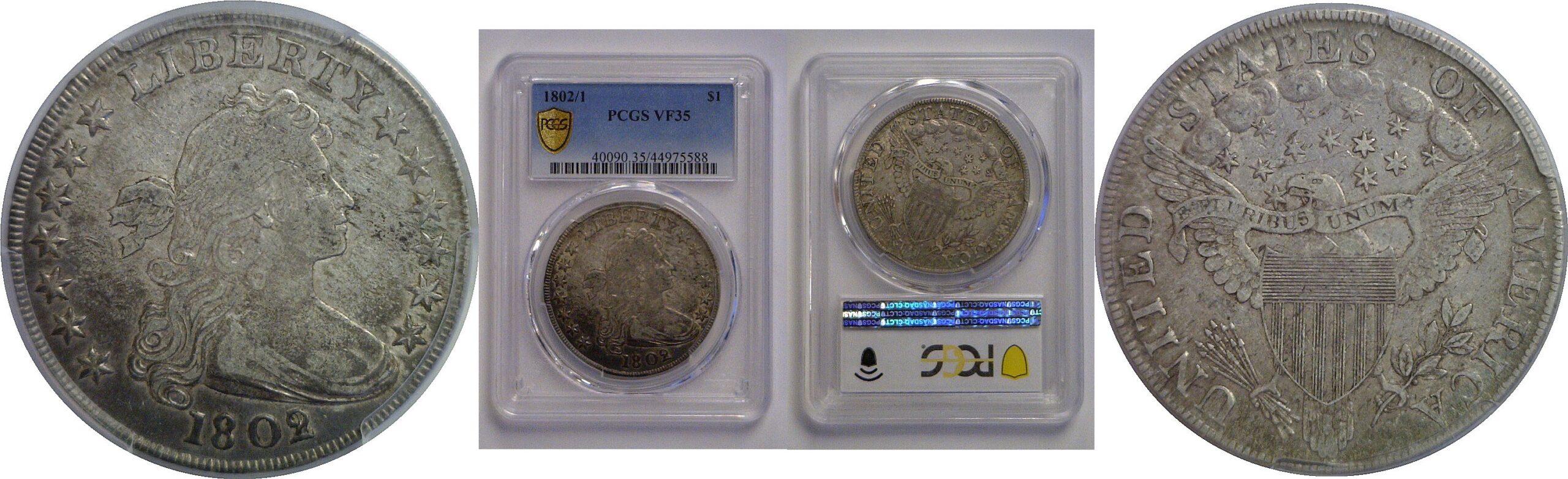 1802/1 Bust Dollar    PCGS VF-35
