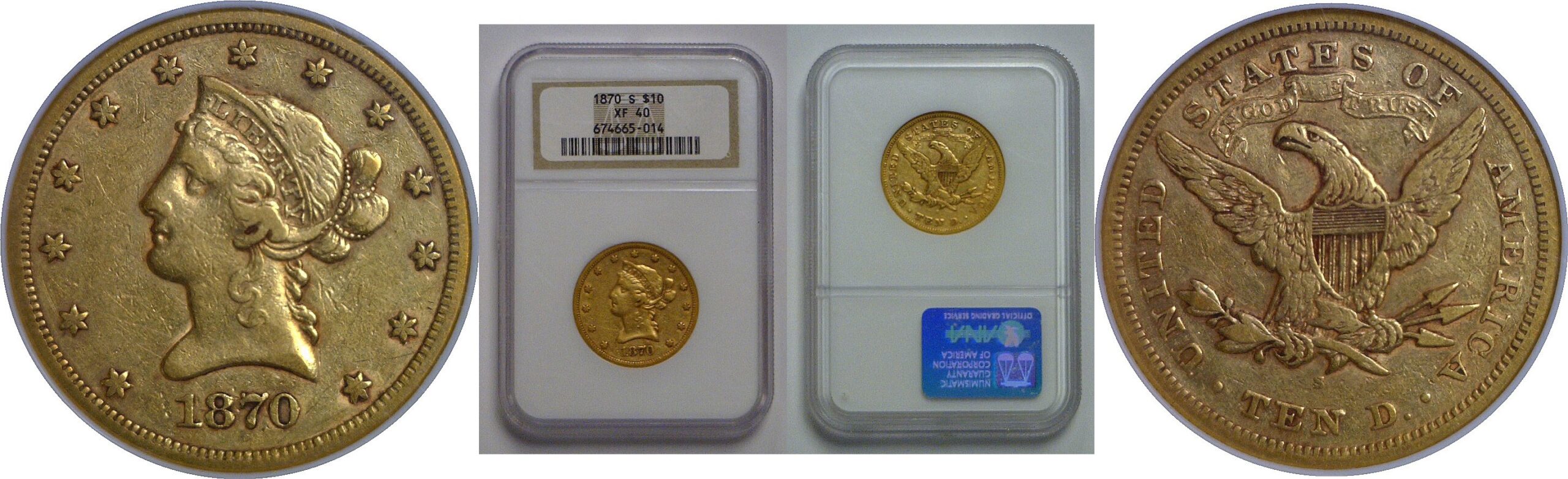 1870-S $10 Liberty   NGC XF-40