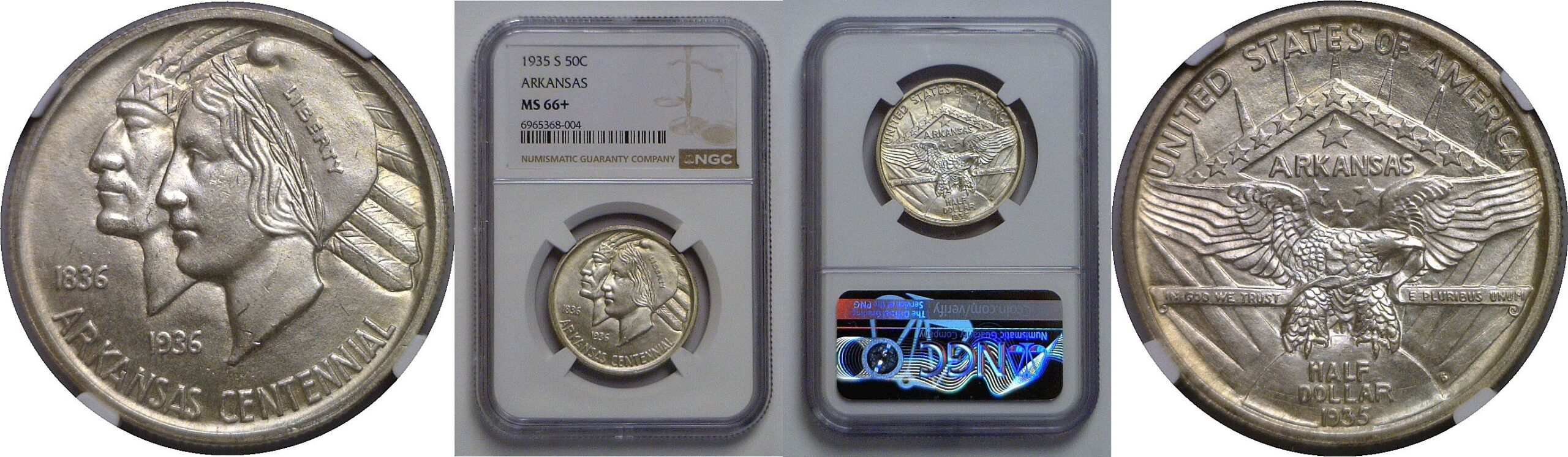 1935-S Arkansas Commemorative Half Dollar   NGC MS-66+