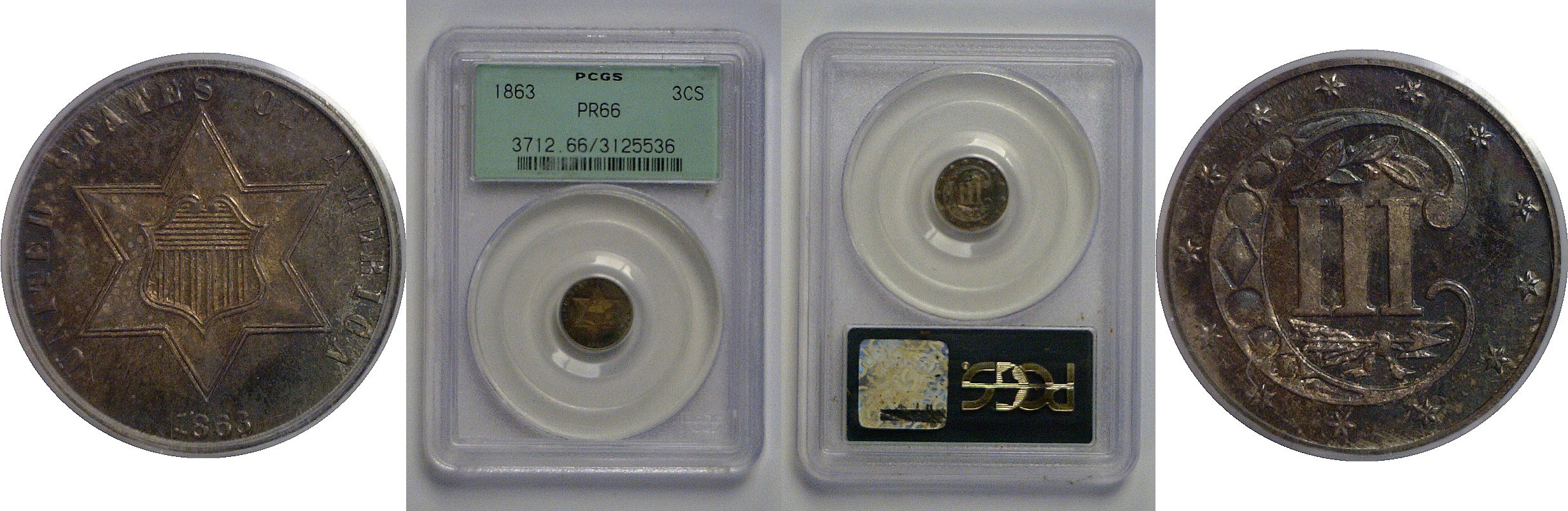 1863 Silver Three Cent    PCGS PR-66