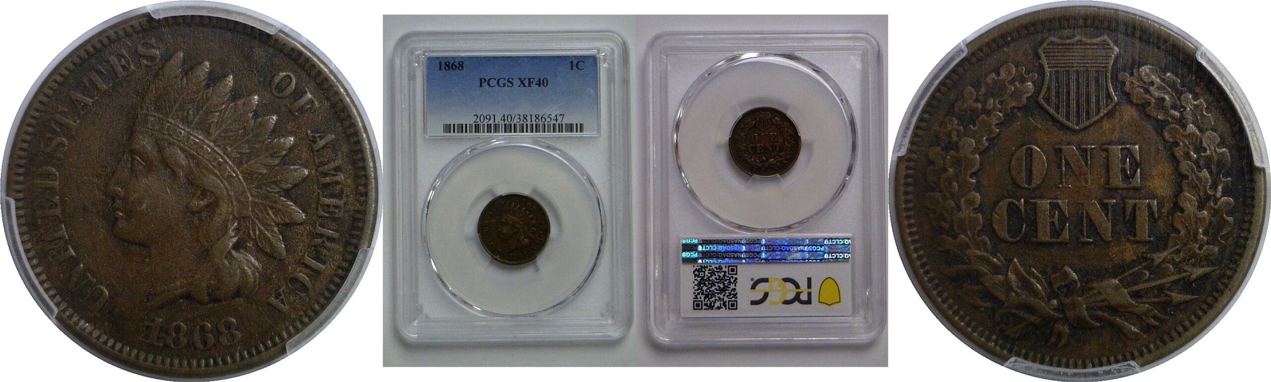 1868 Indian Head Cent   PCGS XF-40