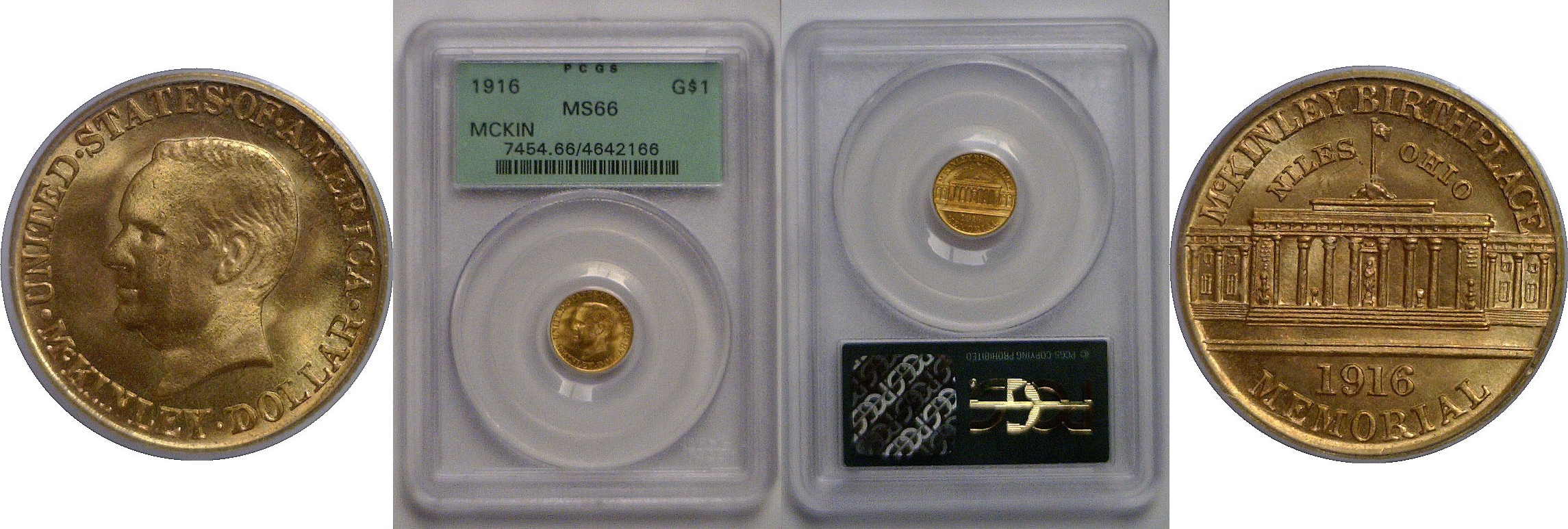 1916 $1 McKinley Gold Commemorative    PCGS MS-66