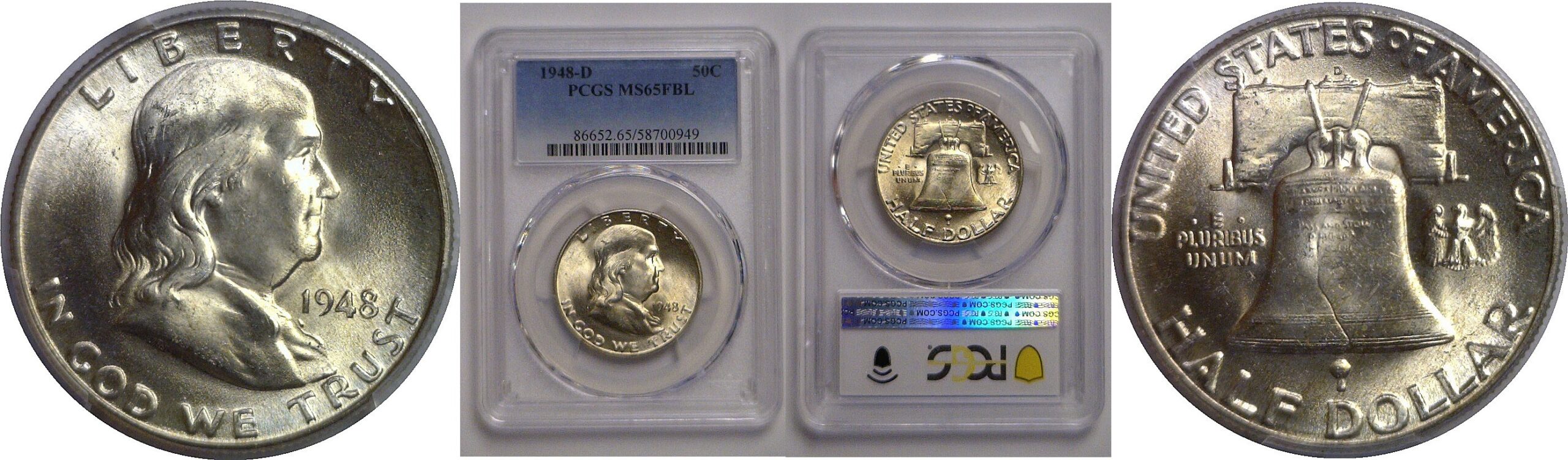 1948-D Franklin Half Dollar   PCGS MS-65 FBL
