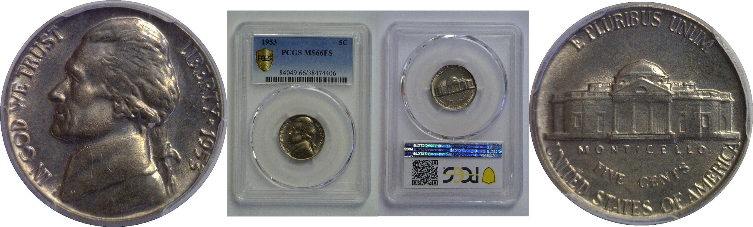 1953 Jefferson Nickel   PCGS MS-66 FS
