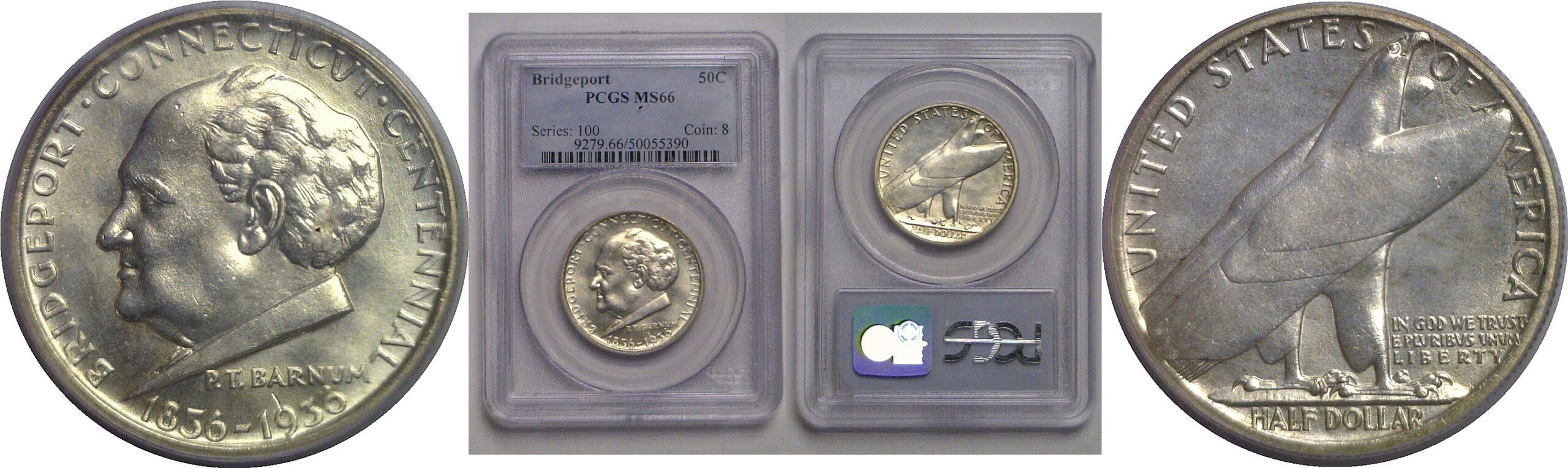 1936 Bridgeport Commemorative Half Dollar   PCGS MS-66