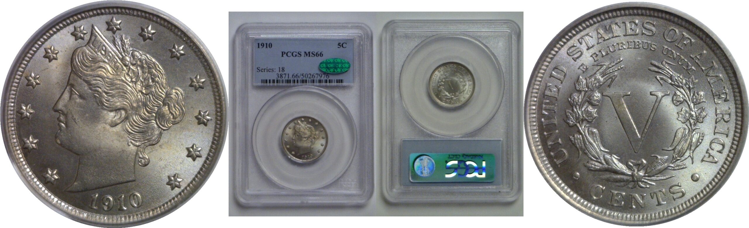1910 Liberty Nickel   PCGS MS-66  CAC