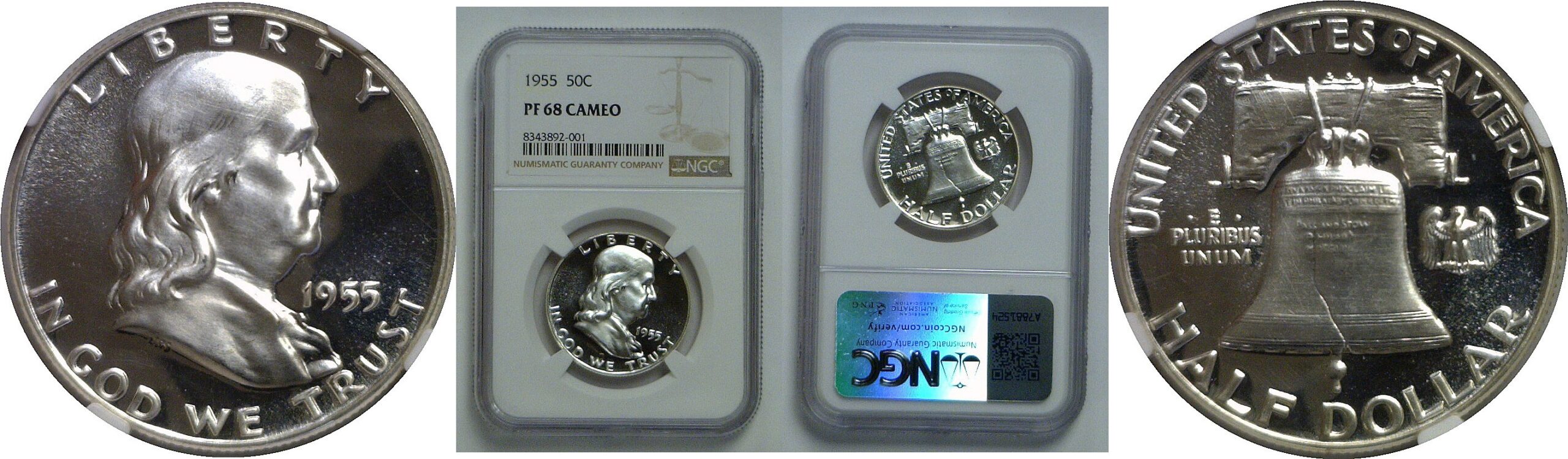 1955 Franklin Half Dollar   NGC PF-68 Cameo