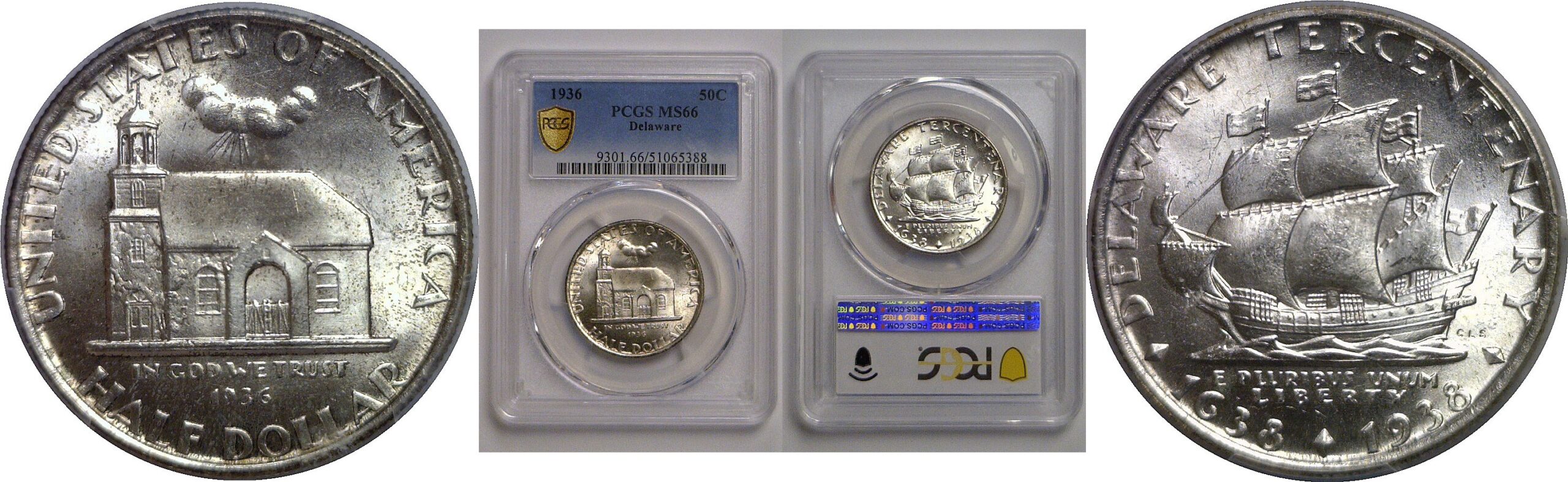 1936 Delaware Commemorative Half Dollar   PCGS MS-66
