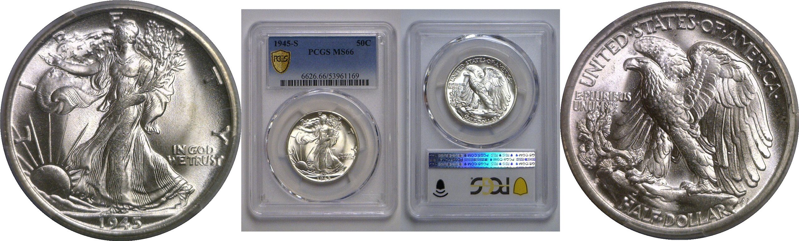 1945-S Walking Liberty Half Dollar   PCGS MS-66
