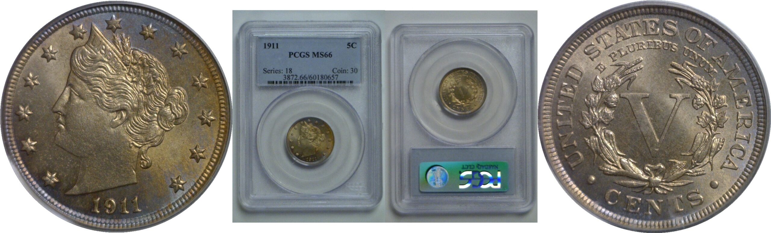 1911 Liberty Nickel   PCGS MS-66