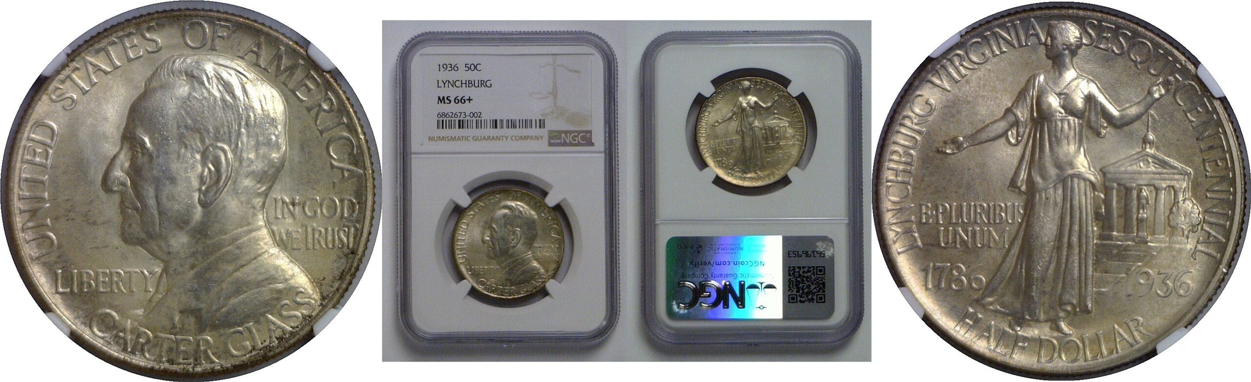 1936  Lynchburg Commemorative Half Dollar   NGC MS-66+