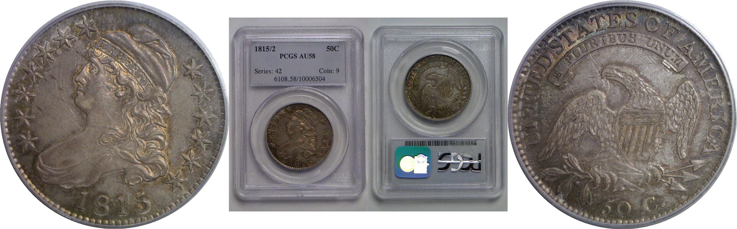 1815/2  Bust Half Dollar   PCGS AU-58