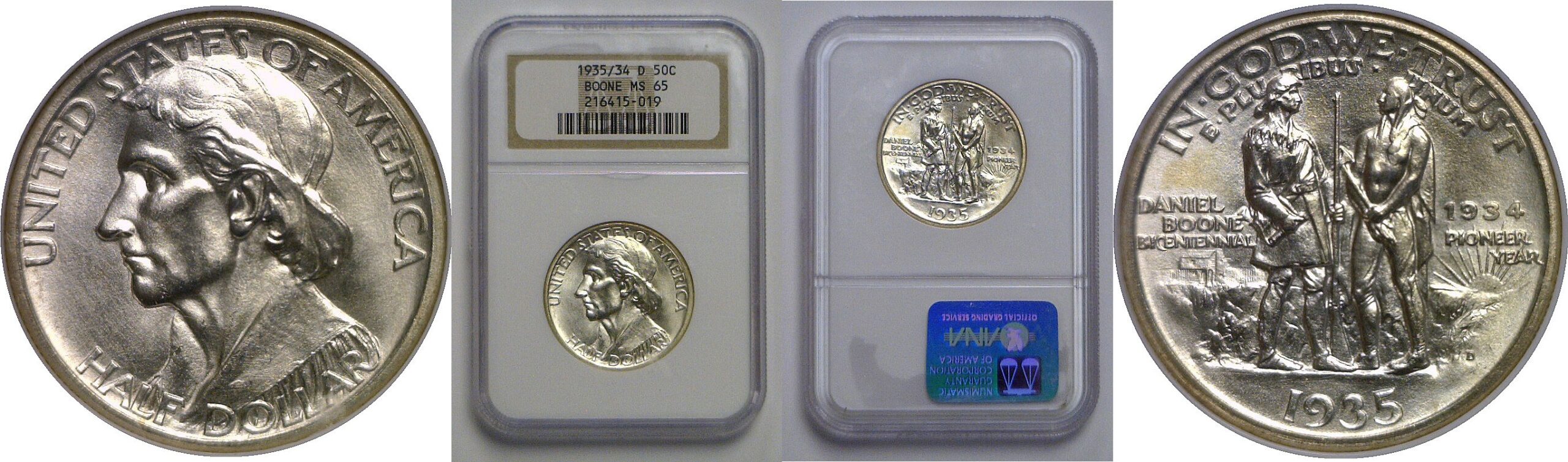 1935/34-D Boone Commemorative Half Dollar   NGC MS-65