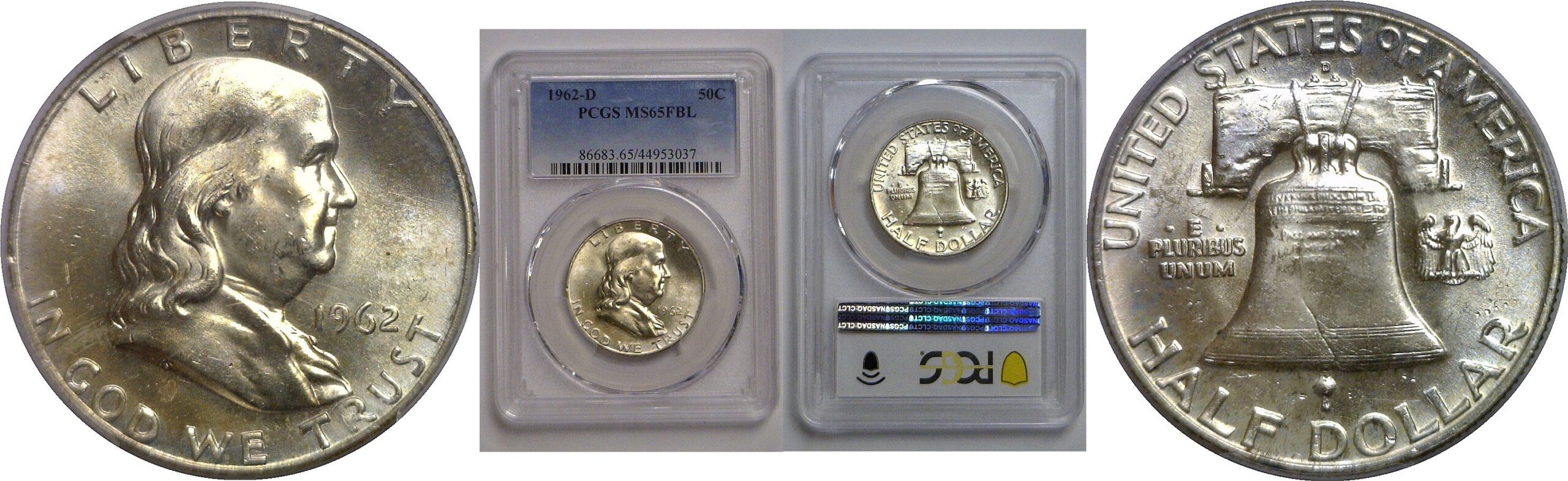 1962-D Franklin Half Dollar   PCGS MS-65 FBL