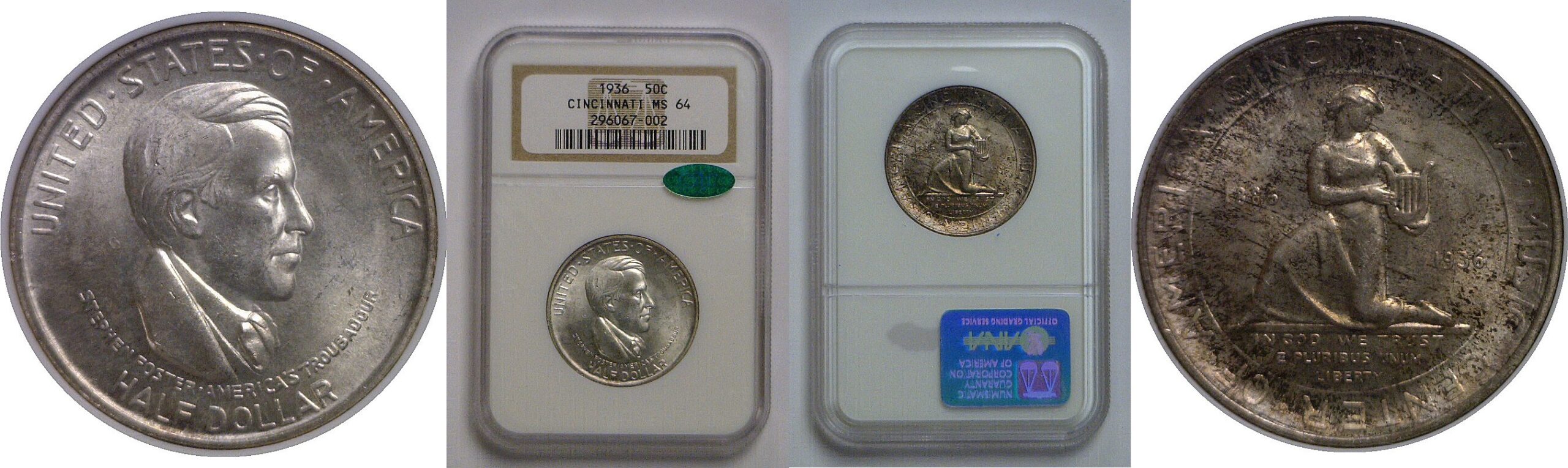 1936 Cincinnati Commemorative Half Dollar   NGC MS-64  CAC