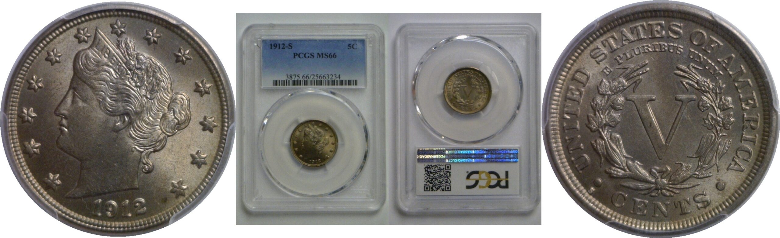 1912-S Liberty Nickel   PCGS MS-66