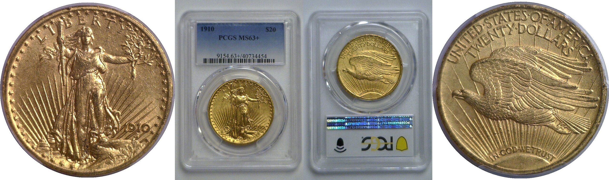 1910 $20 St. Gaudens   PCGS MS-63+