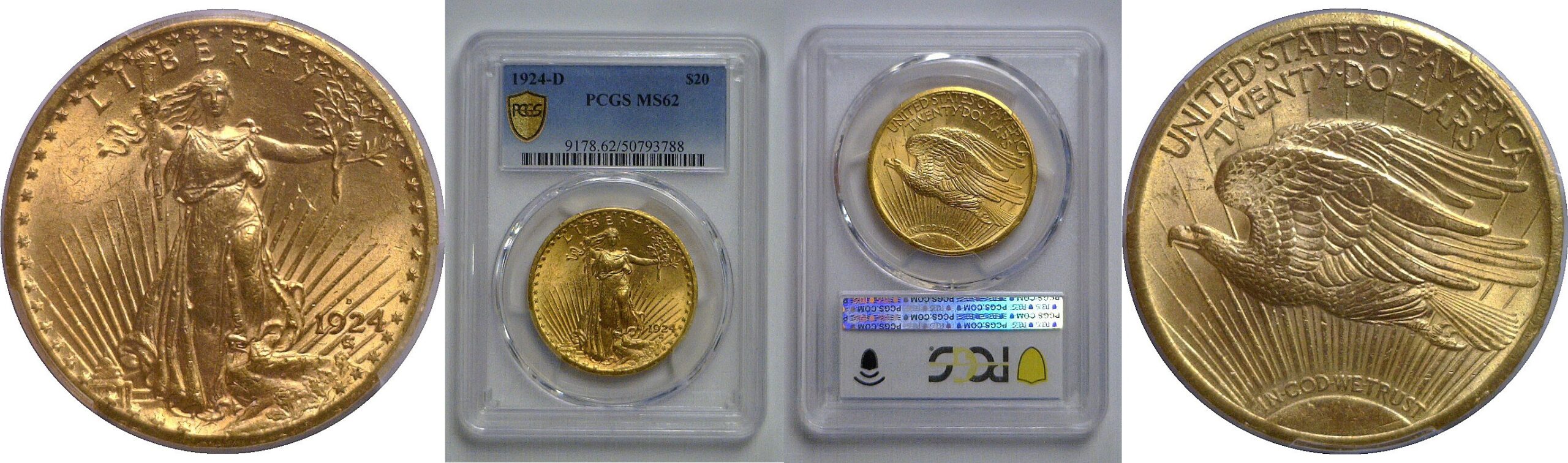 1924-D $20 St. Gaudens     PCGS MS-62