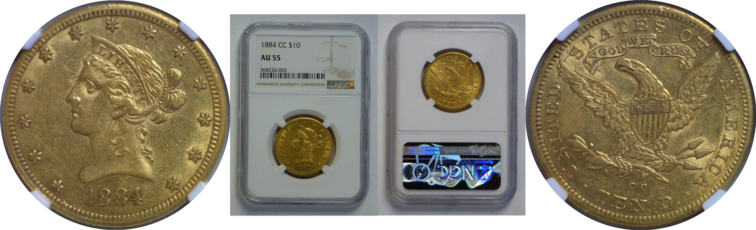 1884-CC  $10 Liberty   NGC AU-55