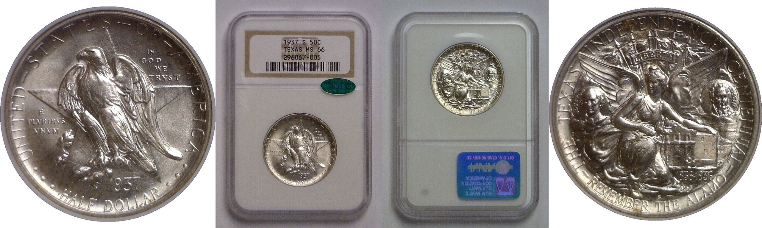1937-S Texas Commemorative Half Dollar   NGC MS-66 CAC
