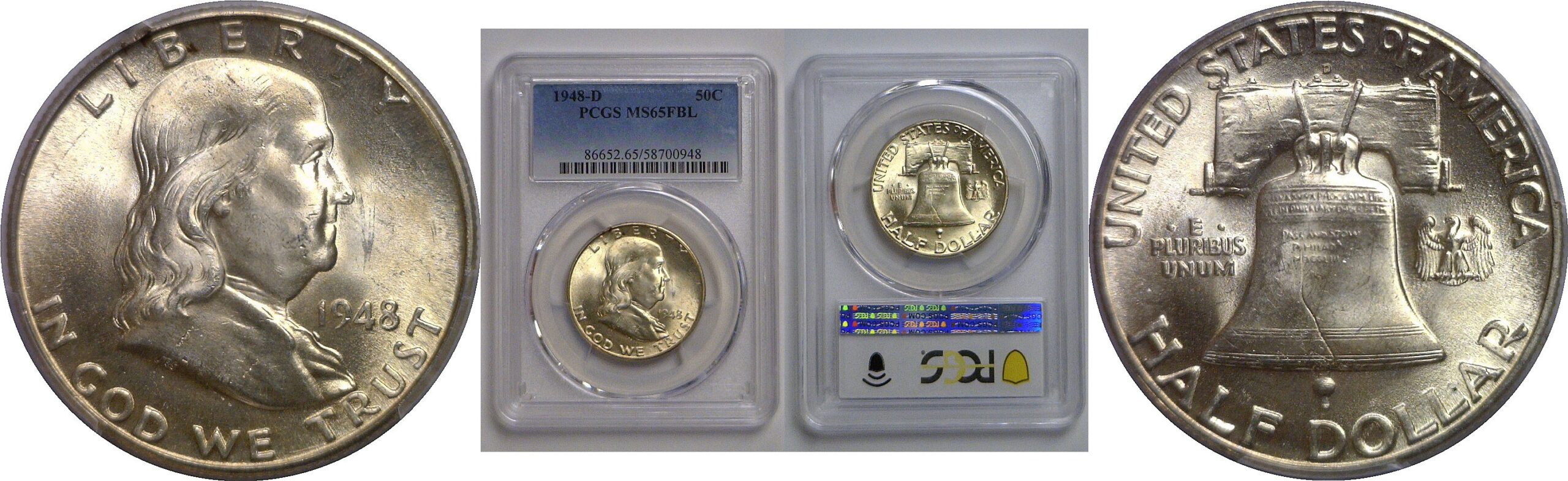 1948-D Franklin Half Dollar   PCGS MS-65 FBL