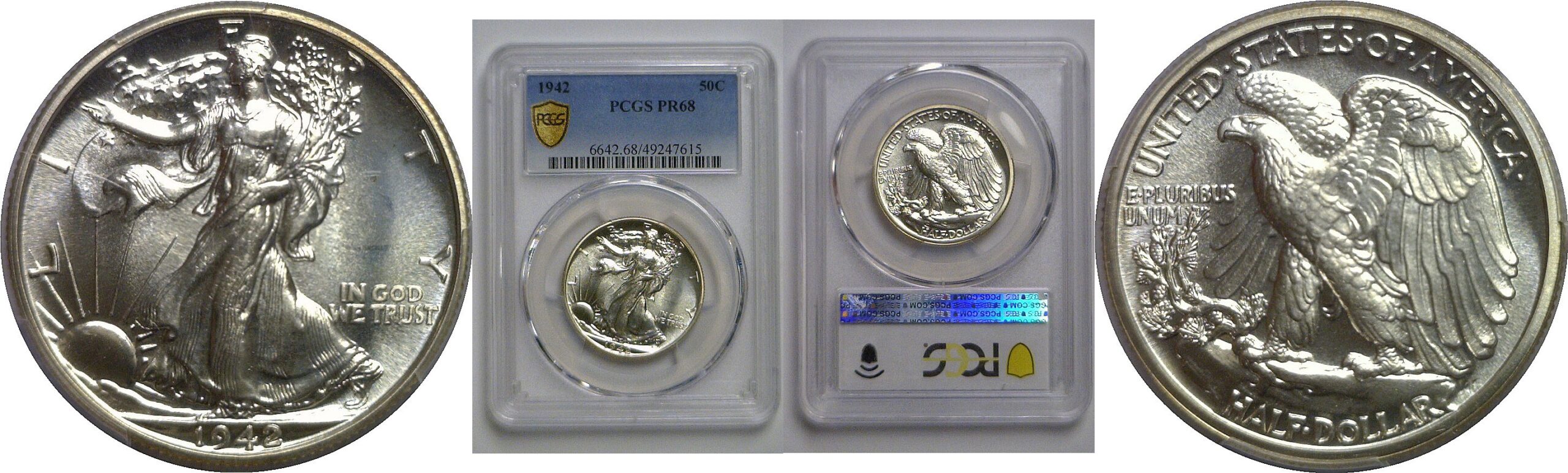 1942 Walking Liberty Half Dollar   PCGS PR-68