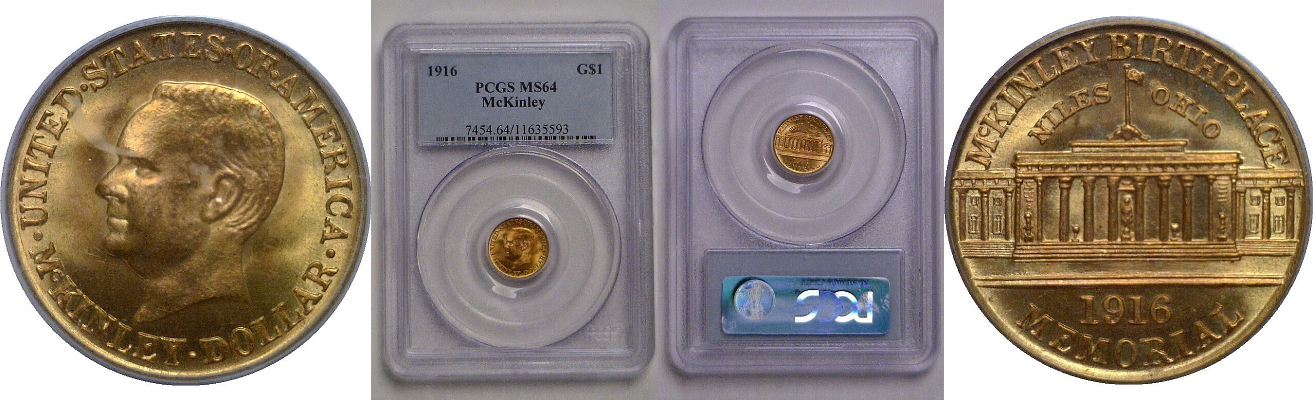 1916 $1 McKinley Gold Commemorative   PCGS MS-64