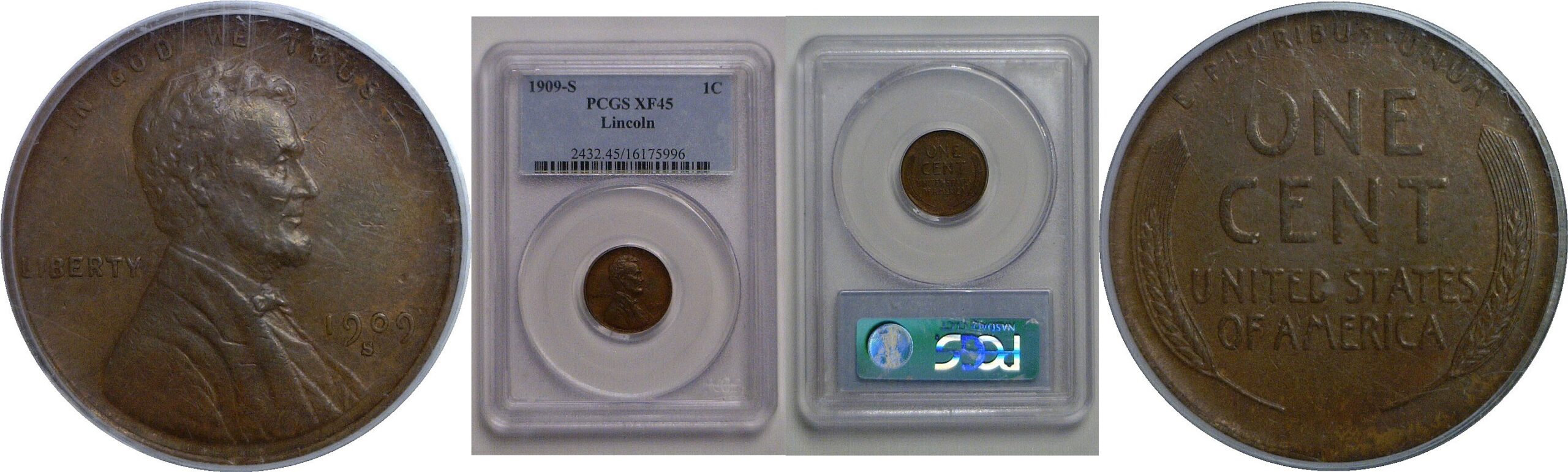 1909-S Lincoln Cent   PCGS XF-45