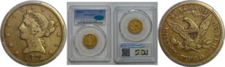 1874-CC $5 Liberty    PCGS F-15 CAC