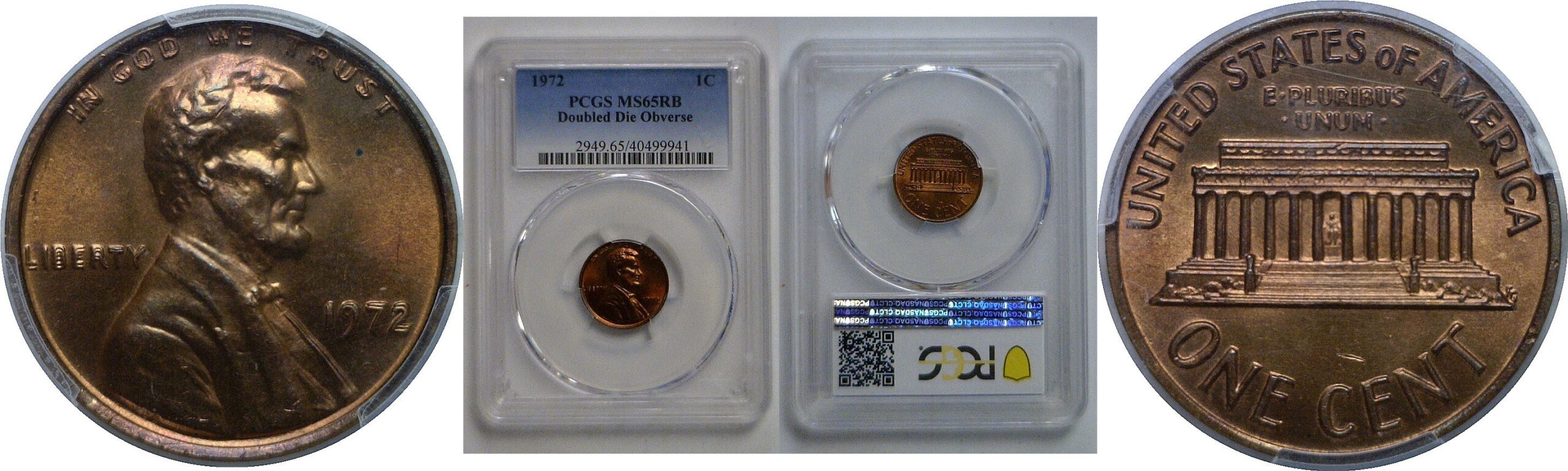 1972 Doubled Die Obverse   Lincoln Cent   PCGS MS-65 RB