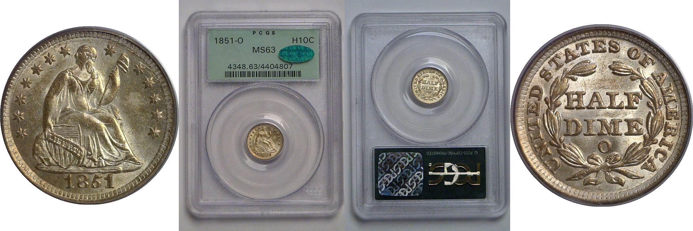 1851-O Seated Liberty Half Dime   PCGS MS-63  CAC